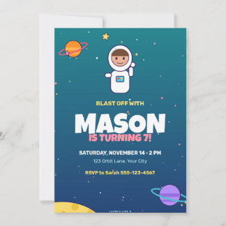 Invitation Cadeau Lune Astronaute Espace Enfants Anniversaire
