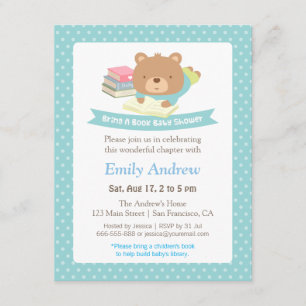 Invitation Cadeau Ourson en Peluche à pois Livre Thème Baby S