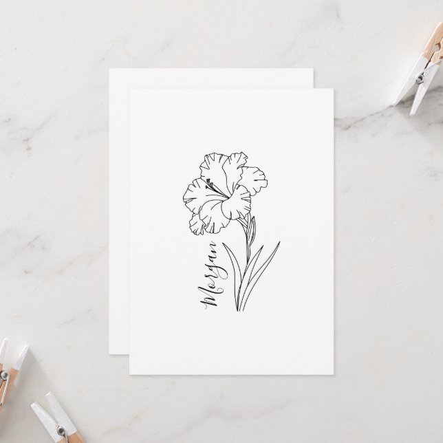 Invitation Cadeau personnalisé de fleur de naissance de Gladi (Devant/Arrière en situation)