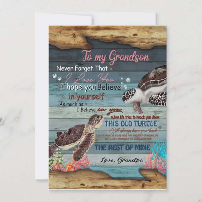 Invitation Cadeau petit-fils | Lettre à mon petit-fils de gra (Devant)