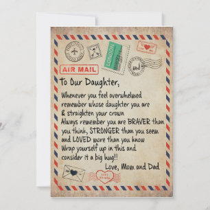 Invitation Cadeau pour fille   À notre fille amour de maman p