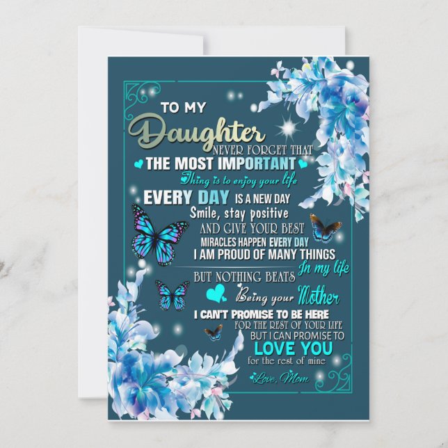 Invitation Cadeau pour fille | Lettre à ma fille de maman (Devant)