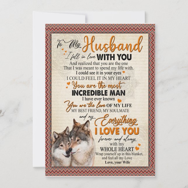 Invitation Cadeau pour mari | Lettre à mon mari de la part de (Devant)
