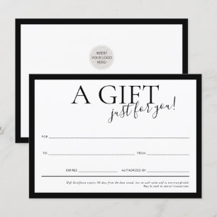 Invitation CADEAU VOUCHER élégant affaires moderne noir