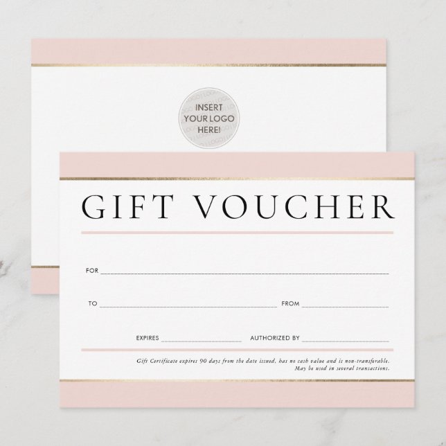 Invitation CADEAU VOUCHER moderne élégant affaires bleu rose  (Devant / Derrière)