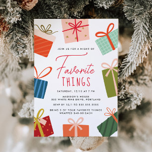 Invitation Cadeaux Colorés Choses Préférées Fête de Fêtes