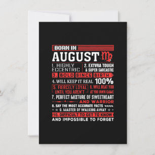 Invitation Cadeaux d'anniversaire d'août - Née en août Vierge