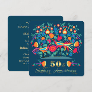 Invitation Cadeaux de 50e anniversaire de mariage Art folklor