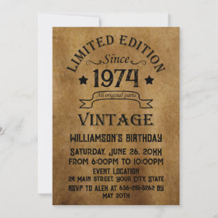 Invitation Cadeaux de 50e anniversaire vintages personnalisés