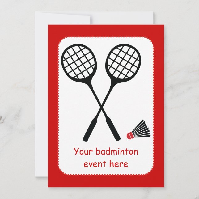 Invitation Cadeaux de badminton, raquette et billetterie pers (Devant)