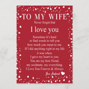 Invitation Cadeaux de femme   Lettre À Ma Femme Amour Du Mari