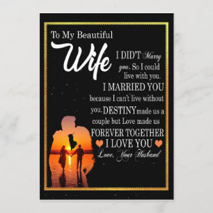Invitation Cadeaux de femme  Lettre à ma femme Amour du mari