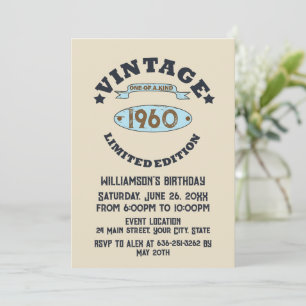 Invitation Cadeaux personnalisés vintages 65e anniversaire