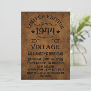Invitation Cadeaux personnalisés vintages de 80e anniversaire