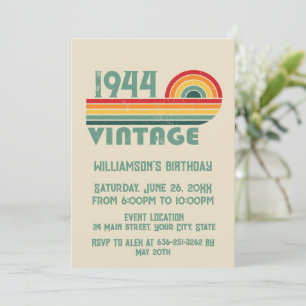 Invitation Cadeaux personnalisés vintages de 80e anniversaire