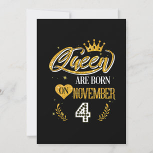 Invitation Cadeaux pour 4 ans Reine est née le 4 novembre