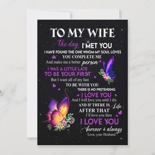 Invitation Cadeaux pour femme | Lettre à ma femme de la part  (Devant)