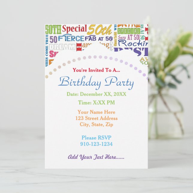 Invitation Cadeaux Uniques Et Spéciaux 50e Anniversaire (Debout devant)