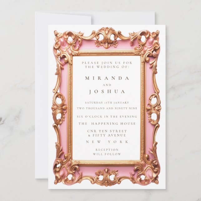 Invitation Cadre à flourish en filigrane orné d'or rose (Devant)