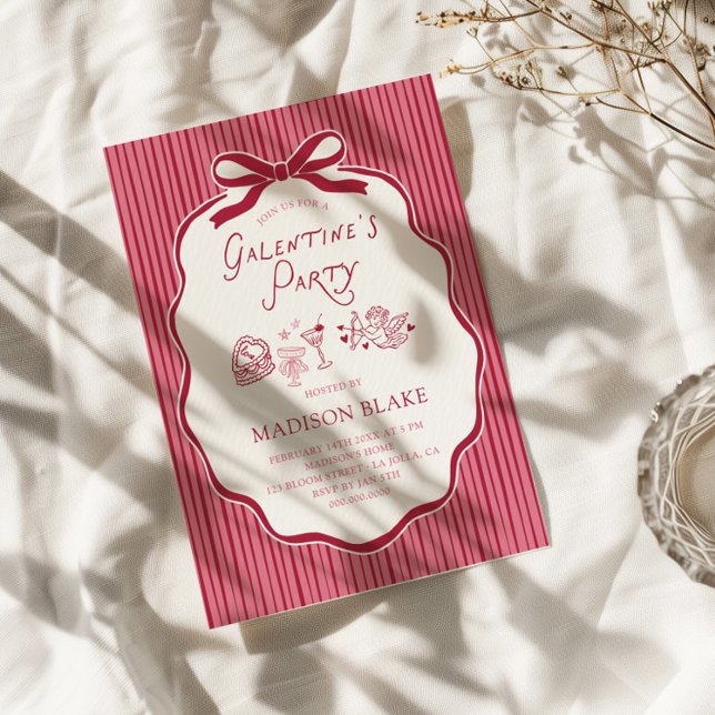 Invitation Cadre à nœud cerise pour fête de Galentine (Créateur téléchargé)