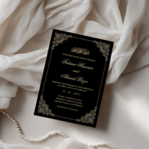 Invitation Cadre Antique Baroque Or Mariage Musulman Noir