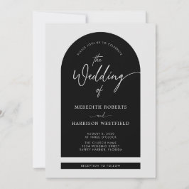 Invitation Cadre Arch Script moderne Code QR Mariage noir