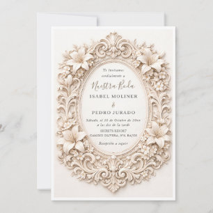 Invitation Cadre baroque floral élégant Nuestra Boda Mariage