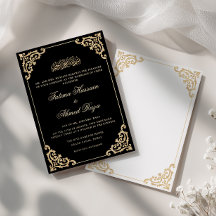 Cadre baroque somptueux or noir Mariage musulman