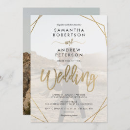 Invitation Cadre boho or moderne simple script photo mariage
