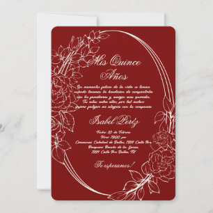 Invitation Cadre bordeaux Quinceanera espagnole