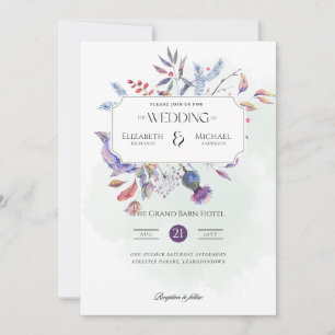 Invitation Cadre botanique à l'aquarelle Heritage Elegant Wed