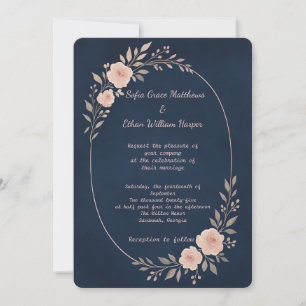 Invitation Cadre botanique brouillé de la marine romantique