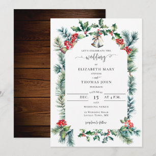 Invitation Cadre botanique d'hiver rustique Mariage rouge ver