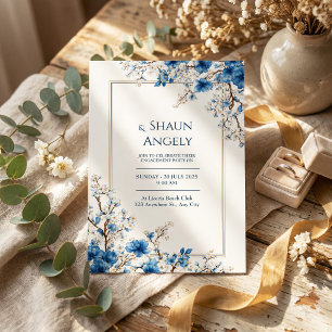 Invitation Cadre botanique éthéré de mariage Veine d'Or Indig