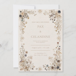 Invitation Cadre botanique séché avec taches dorées pour mari