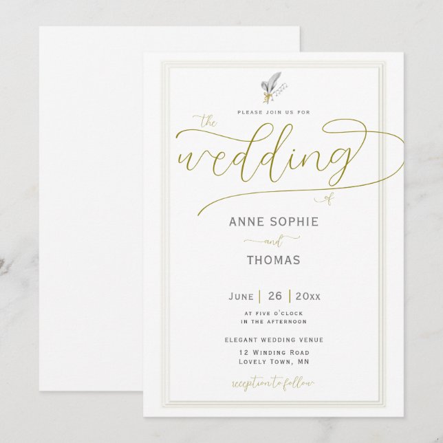 Invitation Cadre classique Lys de printemps de vallée Mariage (Devant / Derrière)