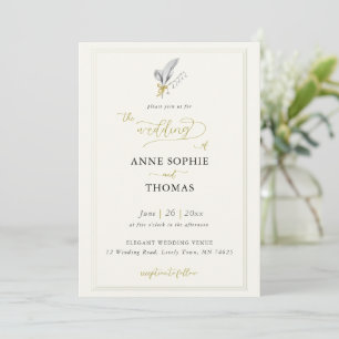 Invitation Cadre classique moderne Ecru Lily of Valley Mariag