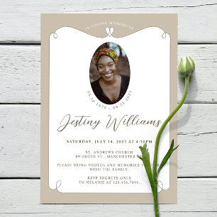 Invitation Cadre Coeur élégant Amour Mémoire Photo Funéraille