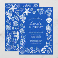 Cadre Coquillages Fête d'anniversaire Bleu Plage S