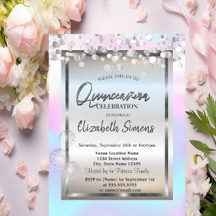 Invitation Cadre de ballons holographiques pour Quinceañera à