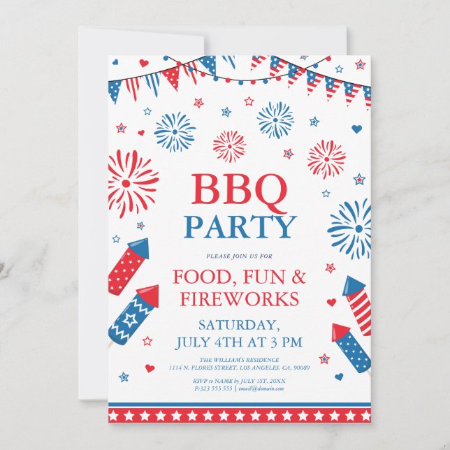 Invitation Cadre de barbecue de fête du 4 juillet (Devant)