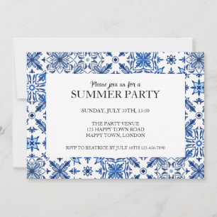 Invitation Cadre de carreaux méditerranéens pour une fête d'é