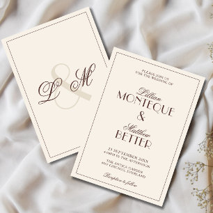 Invitation Cadre de chocolat, mariage d'argent ancien initial