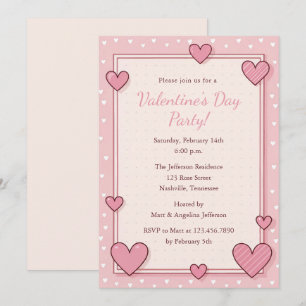 Invitation Cadre de coeurs roses mignons pour fête de la Sain