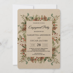 Invitation Cadre de cône de pin vert Kraft