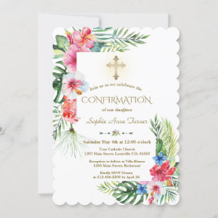 Invitation Cadre de confirmation florale tropicale hawaïenne