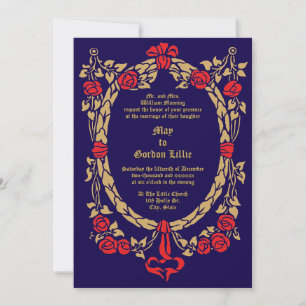 Invitation Cadre de couronne de roses florales de l'ère victo