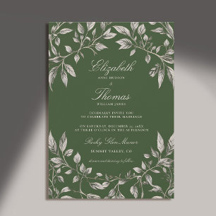 Invitation Cadre de feuillage forestier Vert Moderne Classiqu