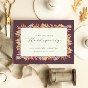 Invitation Cadre de feuilles d'automne Thanksgiving