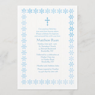 Invitation Cadre de fleurs pochoir bleu